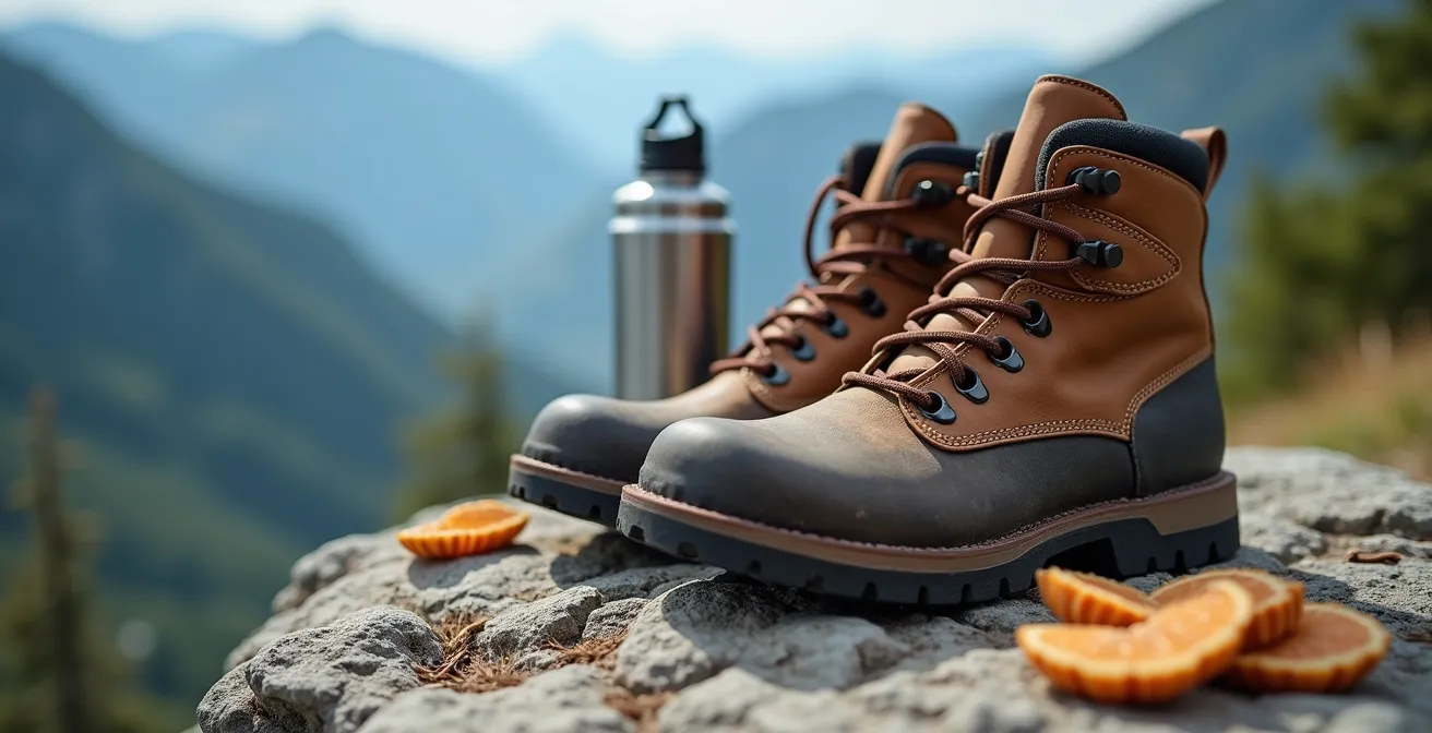 Randonneur en pause contemplative face au panorama alpin
